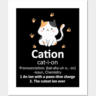 Cute Science Cat Cation Chemistry Pawsitive Element Posters and Art